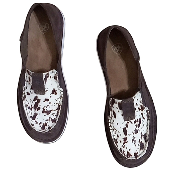 Ariat Cruiser Loafers in Chocolate Chip Suede Spotted Hair On Leather Slip On - Picture 5 of 13